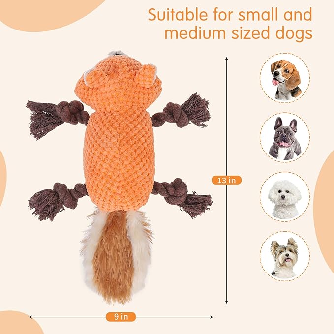 SCENEREAL Thanksgiving Dog Toys, Puppy Plush Toy for Large Medium Breed Boy Girl, Squeaky Interactive Dog Chew Toys for Small, Middle, Big Sized Dogs, Fall (Squirrel)