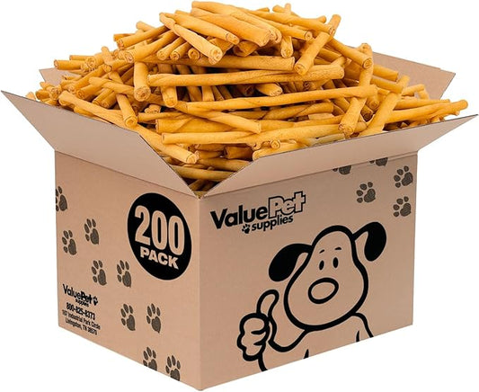 ValueBull USA Rawhide Twists for Small Dogs, 5 Inch, Smoked, Varied Thicknesses, 200 Count Bulk Pack - Natural & Safe, USA Beef Hide, Long Lasting, Chemical Free, No Artificial Flavors