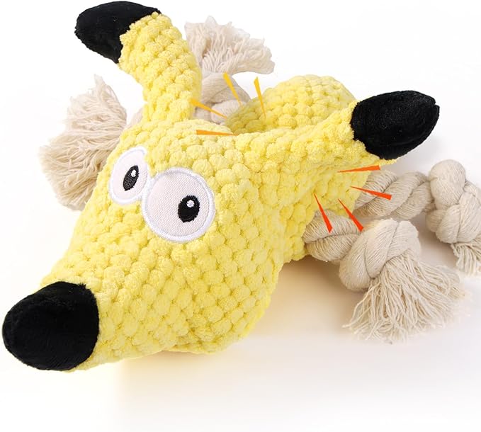 Squeaky Plush Dog Toys - Rope-Designed Interactive Dog Chew Toy for Large Dogs, Puppy Toys for Tug of War, Durable Pet Toys for Dogs