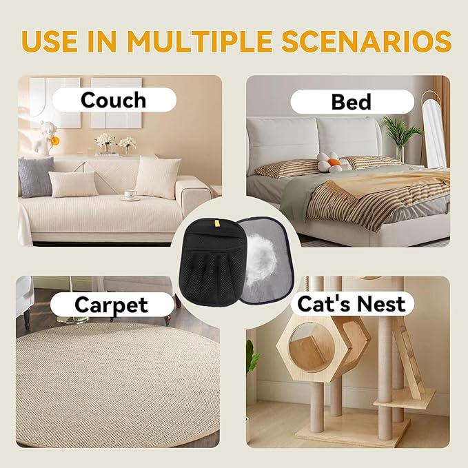 Pet Hair Removal Glove,Pet Hair Remover for Cat & Dog,New Upgraded Electrostatic Gloves Pet Hair,Reusable Electro Static Pet Hair Remover Electrostatic Gloves (2PC Blue+Orange)