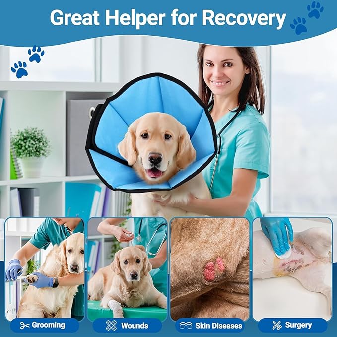 Dog Cone Collar for Dogs After Surgery Extra Long, Adjustable Comfy Dog Elizabethan Pet Collar Cone for Large Dogs Anti-Lick Protective Wound