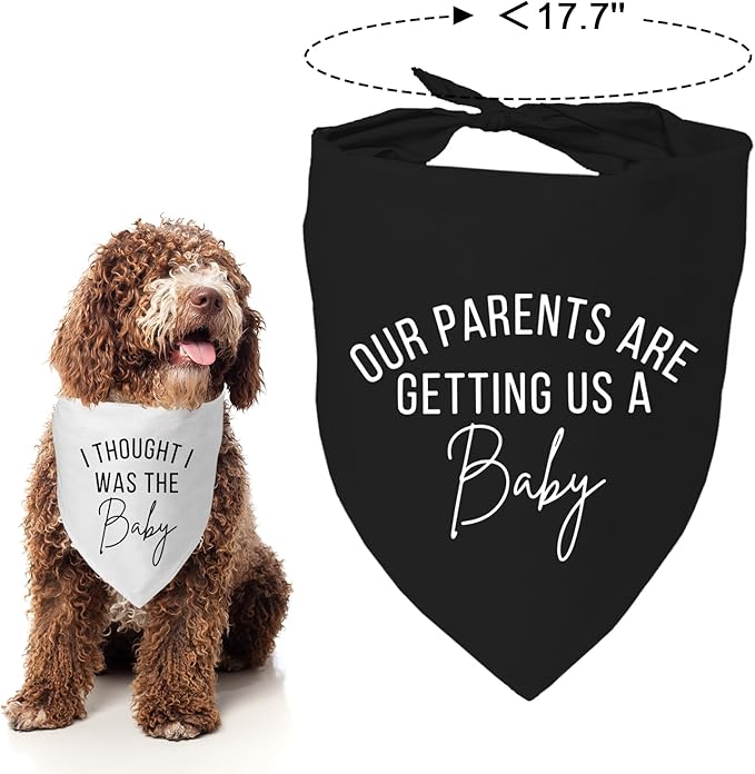 2 Pack Dog Bandanas for Pregnancy Announcement, Cute Adjustable Pet Bandana Scarf for Small Medium Large Dogs, Gender Reveal Puppy Accessories, Soft Breathable Fabric for Puppy Cats