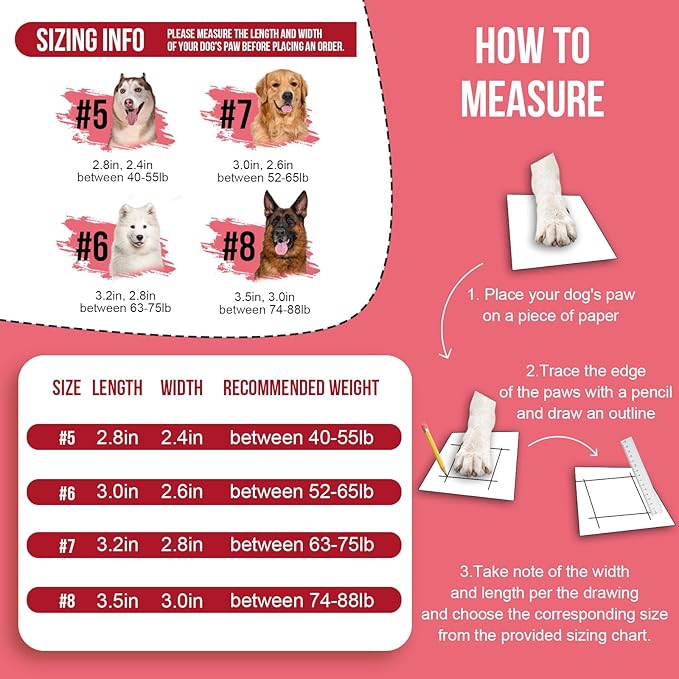 Dog Shoes for Large Medium Size Dogs, Waterproof Anti Slip Red Dog Boots&Paw Protectors for Winter Snow, Summer Hot Pavement, Dog Booties for Outdoor Walking Hiking Hardwood Floor