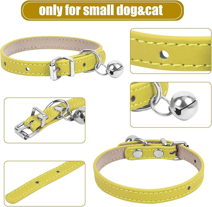 XXS Dog Collar Teacup Dog Yellow Dogs Collars, Teacup Dog Collars for Small Dogs Cats, Yellow, 3/8 inch Width
