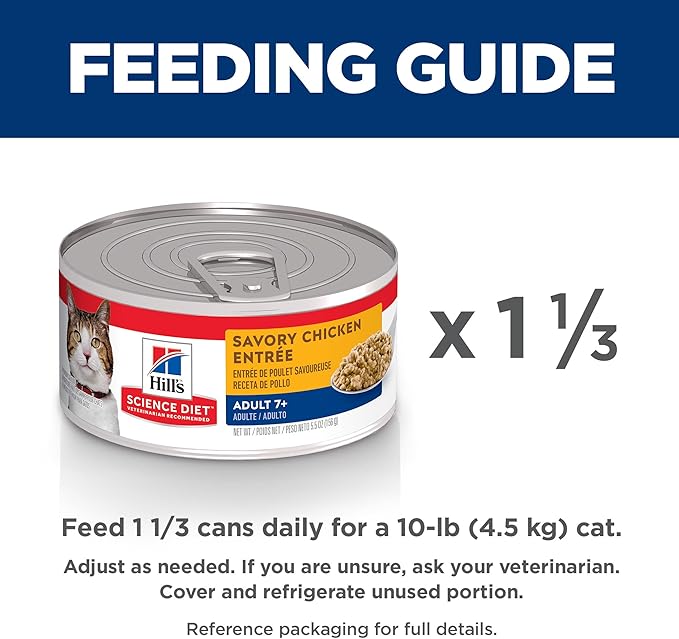 Hill's Science Diet Adult 7+, Senior Adult 7+ Premium Nutrition, Wet Cat Food, Chicken Minced, 5.5 oz Can, Case of 24