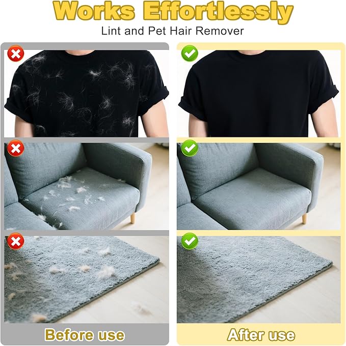 2025 Upgraded Five-Finger Pet Hair Remover Electrostatic Gloves, Pet Hair Removal Glove for Dog Cat Grooming, Durable Dogs Cats Hair Removal Tool for Furniture Car Couch Carpet Clothes, 2 PCS