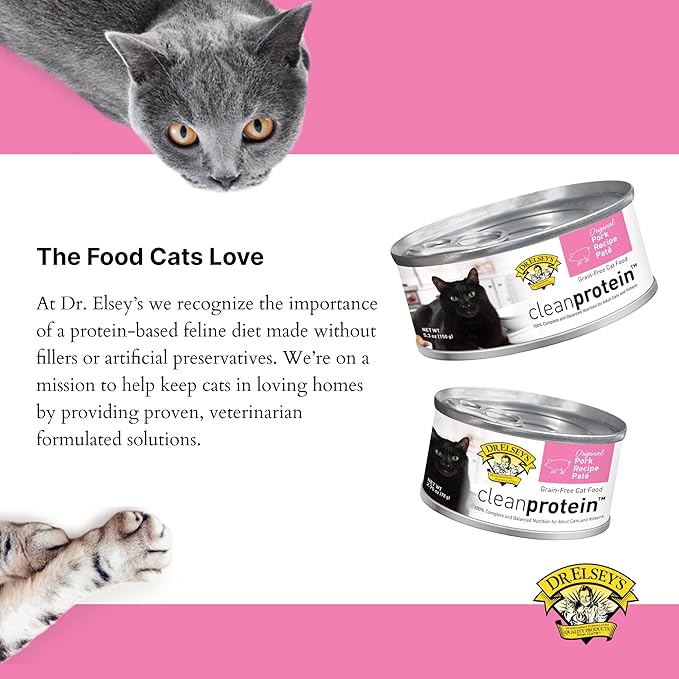 Dr. Elsey's cleanprotein Original Pork Recipe Wet Cat Food, (Pack of 24), 2.75oz Cans