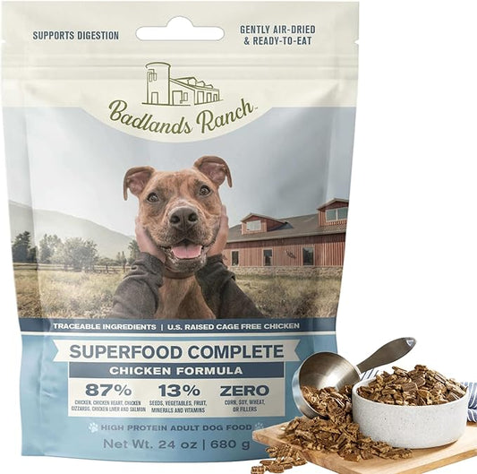 Superfood Complete, Air-Dried Adult Dog Food - High Protein, Zero Fillers, Superfood Nutrition by Katherine Heigl (24 oz., Premium Chicken)