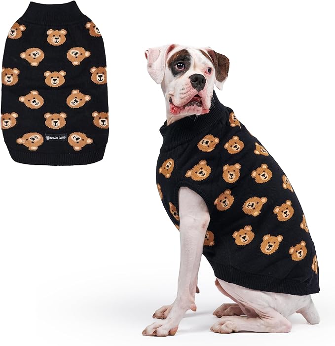 Spark Paws Knit Dog Sweater – Ultra Soft Warm Winter Dog Sweater for Small, Medium & Large Dogs – Stretch Fit Pet Sweater for French Bulldog, Pitbull, Girl & Boy Dogs Jacket, (Broken Teddy, 3XL)