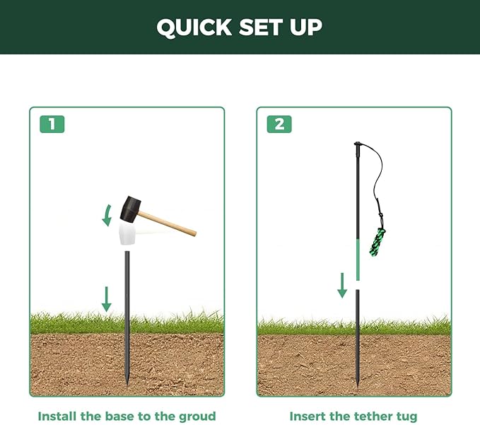 FXW TugPal Outdoor Tug of War Toy for Dog,Interactive Exercise Game with Fiberglass Rod for Yard,39 inch for Small Dogs up to 20 lbs| Rustproof & Hands-Free Play,│Patent Pending