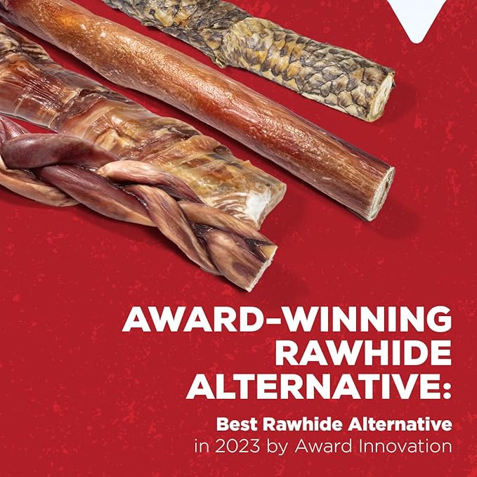 Natural Farm Braided Power Bully Sticks Dog Chews (12”, 5-Pack), 2-in-1 Power Chews: Premium Beef Cheek Wrapped in Beef Pizzle, Braided Together for a Very Long Lasting Chew, Great for Large Dogs