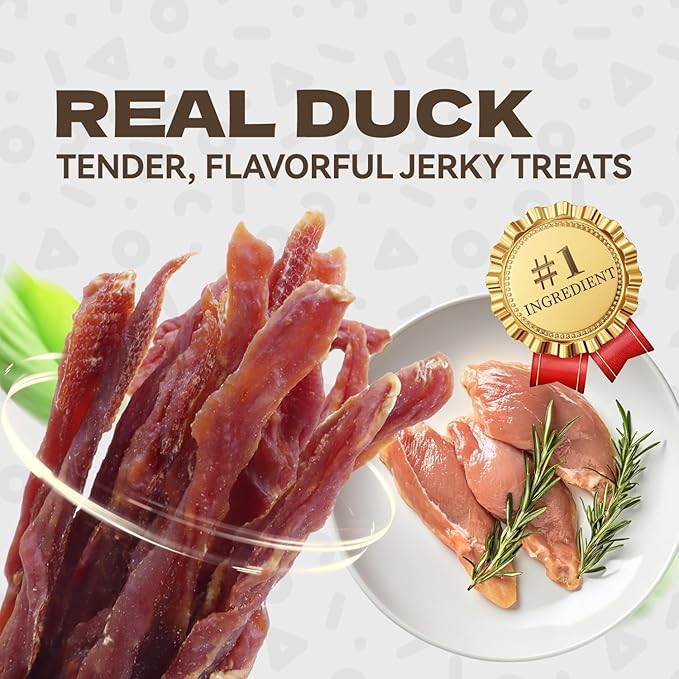 Duck Jerky Dog Treats, Real Duck Strips Dog Training Treats Soft Rawhide-Free Chews Healthy Snacks for Small Medium Large Breed 10.58oz