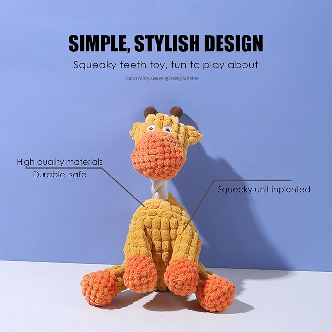 Durable Squeaky Dog Toy Plush Animals, Chew Resistant Washable Animal Design for Teething and Playtime (Blue Donkey)