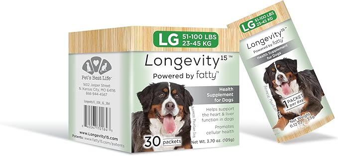 Yummy Combs Longevity15 – C15:0 – Fatty Acid Health Supplement for Dogs – Healthy Pet Supplies – for Large Dogs, 1 Pack