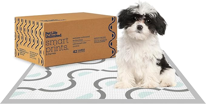 Pet Life Unlimited Smart Prints Large Puppy Pads – 22" x 22", 42 Count (L) | Stylish Dog Training Pads with Odor Controlling Wetness-Activated Magnolia Blossom Scent | USA Made