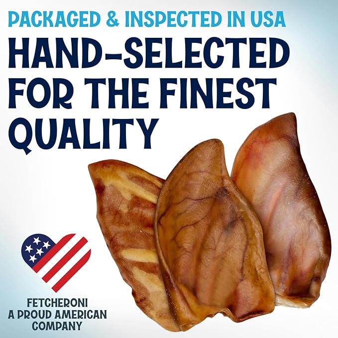 Whole Pig Ears for Dogs Large - 50 Pack Long Lasting Dog Chews – One Ingredient Delicious All Natural Flavor – Easy to Digest Dog Treats for Large Dogs - Great for Teeth and Gums
