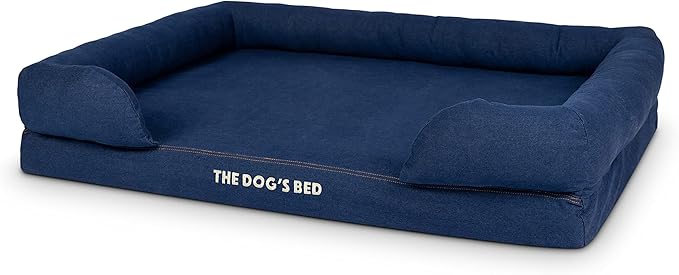 The Dog’s Bed, XL Blue Denim, Memory Foam, Pain Relief: Arthritis, Hip & Elbow Dysplasia, Post Surgery, Lameness, Supportive, Calming, Waterproof Washable Cover