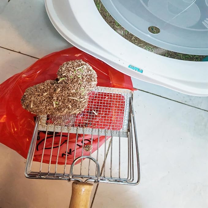 Stainless Steel Cat Litter Scoop,Cat Litter Scooper with Solid Wooden Handle,Kitty Metal Scooper & Speed Sifter Deep Shovel Scoop Filter,Kitten Pooper Lifter for Litter Box