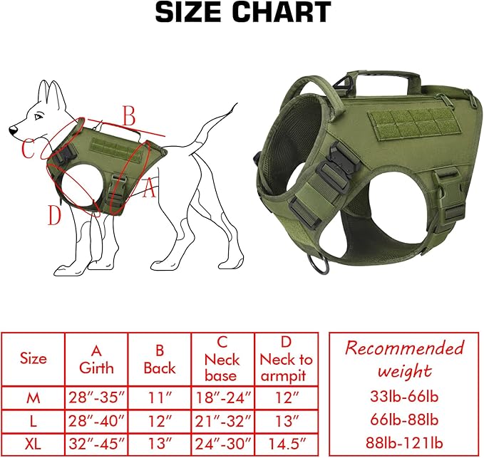Tactical Dog Backpack Harness for Large Breed Original Design Metal Buckle Vest with Side Bags Pouches for Service Working Training (Green(Vest only), M)