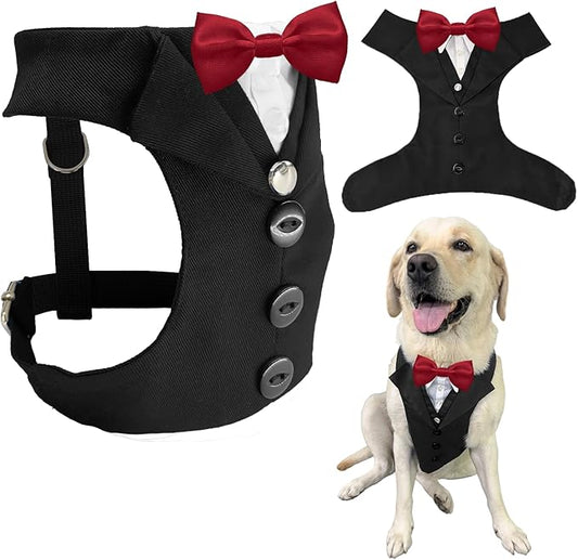 AVERYDAY Dog Tuxedo for Wedding Outfit, Dog Suit and Tie Costumes for Birthday, Halloween, Cosplay, Christmas Party, Pet Formal Wear with Bowtie, Tux for Medium Large Dogs, Bulldog, Labrador, Husky