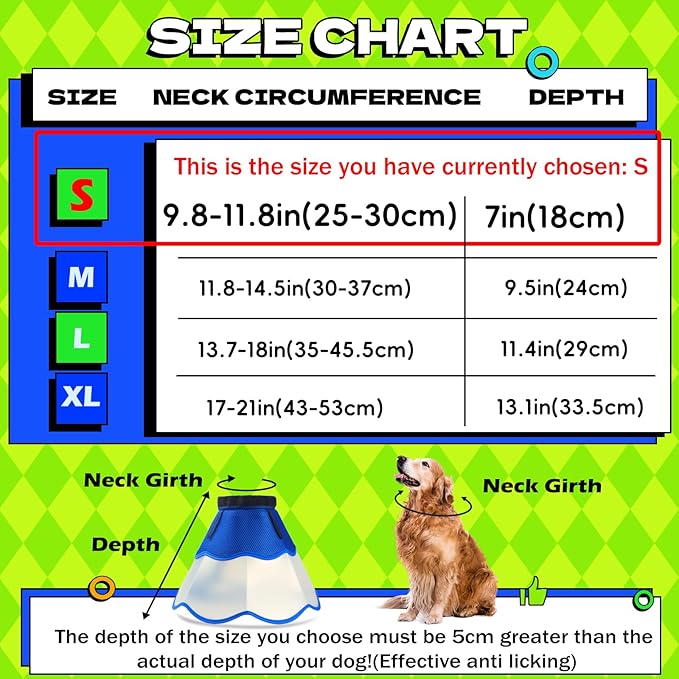 Hard & Heavy Plastic Dog Cone Collar Alternative for Small Dogs (Yorkshire Pomeranian), Adjustable Elizabethan Neck Protective Cone for Healing, Comfortable Pet Recovery Collar Cone of Shame Anti-lick