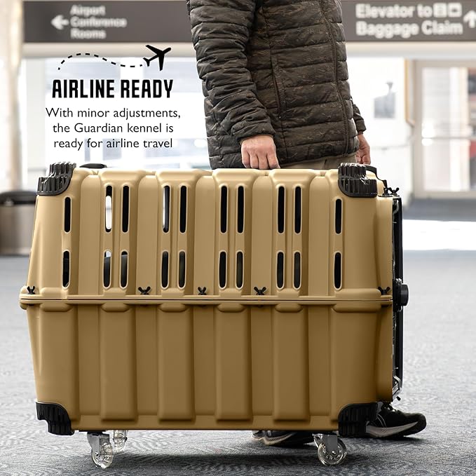 Mammoth Guardian Dog Kennel 36" Heavy Duty Travel & Outdoor Crate for Puppies, Small, Medium & Large Dogs, Secure 3 Bolt Lock, Adventure Ready for Hunting, Camping & Offroad – Desert Sand Tan