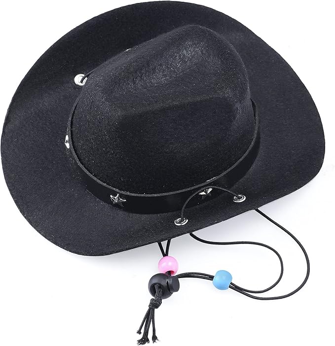 Yewong Pet Cowboy Costume Accessories Dog Cat Pet Size Cowboy Hat and Bandana Scarf West Cowboy Accessories for Puppy Kitten Party Festival and Daily Wearing Set of (Black hat+Black bib)