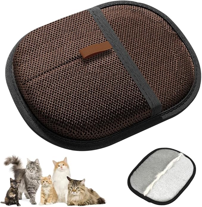 Pet Hair Removal Glove,Efficient Grooming Gloves for Cats & Dogs,Electrostatic Pet Hair Remover for Bed Sheets Couch Clothes Carpet Car Seat,Reusable Washable Hair Remover Gloves (Dark Brown)