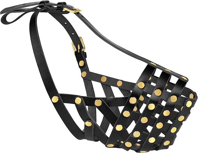 OOPSDOGGY Labrador Dog Muzzle for Large Dogs - Leather Breathable Secure Basket Muzzle for Large Breeds Retriever Prevents Biting No Chewing Adjustable (Black, Size 6 - Labrador Retriever)