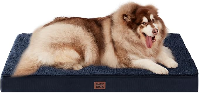 EHEYCIGA Orthopedic XXL Dog Beds for Jumbo Dogs with Removable Washable Cover for Crate, Navy, 47x29