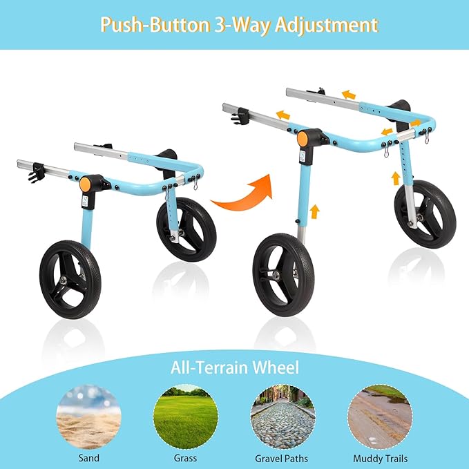 TailWaggers Small Dog Wheelchair for Back Legs | Adjustable Mobility Aid | All-Terrain Wheels