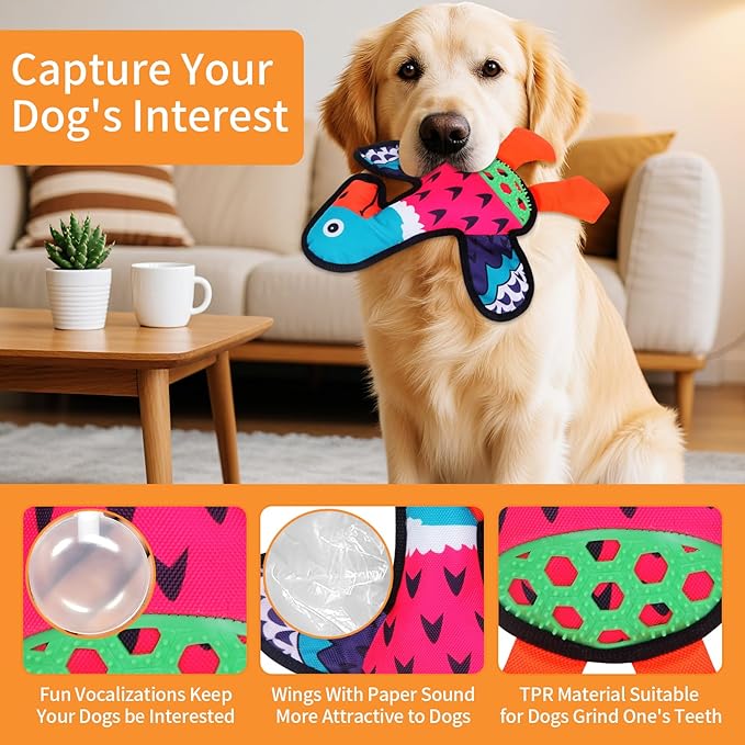 Squeaky Dog Toys, Crinkle Dog Toy,Colorful Absurd Duck Dog Toys,Interactive Dog Toy,Fun for Indoor Puppies,Chewing and Play(Pink)