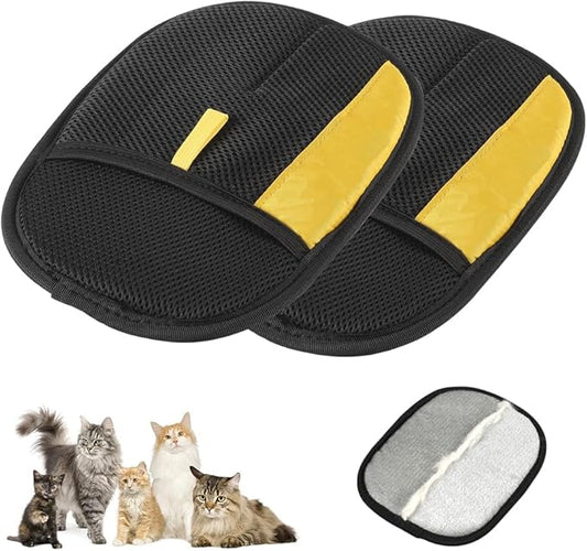 Pet Hair Removal Glove,Efficient Grooming Gloves for Cats & Dogs,Electrostatic Pet Hair Remover for Bed Sheets Couch Clothes Carpet Car Seat,Reusable Washable Hair Remover Gloves (Black/2pcs)