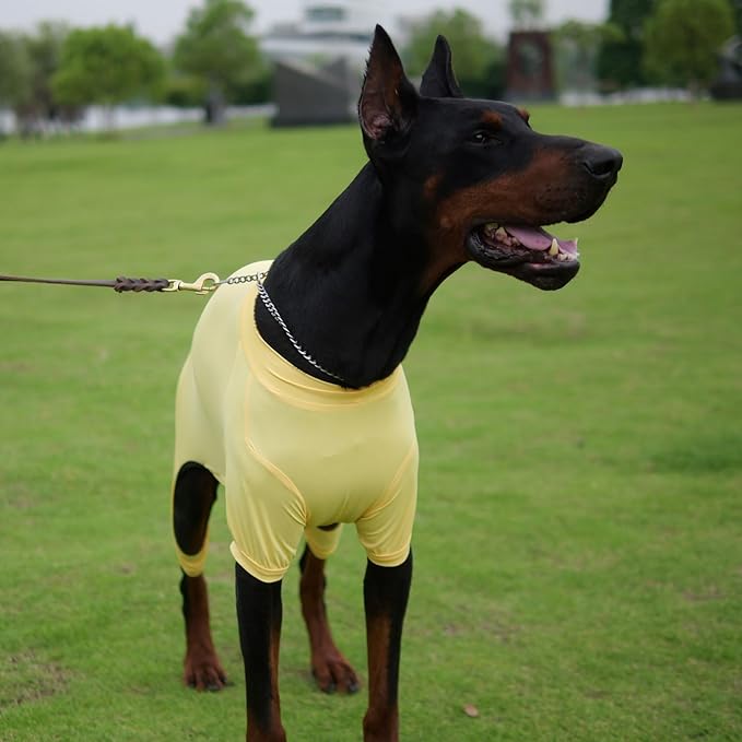 LoveLongLong Dog Jumpsuit with UV Protection and Quick-Dry Fabric for Spring Summer Pet Pajamas Yellow M