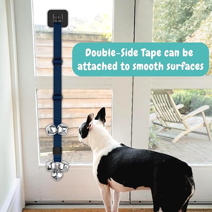Dog Bells to Go Outside Dog Door Bell Premium Quality Buckle Adjustable Dog Bell Dog Attached to doorknob or Anywhere Near The Door, Length and Height Adjustable