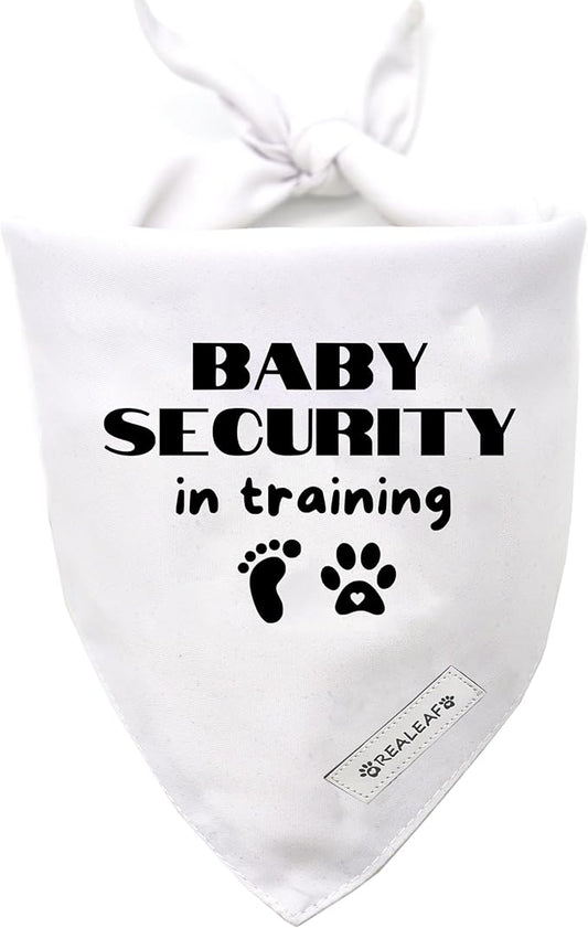 Realeaf Baby Security in Training Dog Bandanas Pet Scarf for Medium and Large Dogs Pregnancy Announcement Pet Accessories Pregnancy Reveal Ideas(Baby Security in Training, Large)
