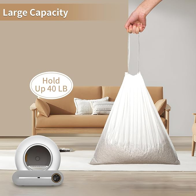 Replaced Waste Bags, Dxles Cat Litter Box Liners, 60 Count Heavy Duty Self-Cleaning Litter Box Liner Waste Receptacles Bags for Automatic Clean Kitty Litter Box -20" x 18"