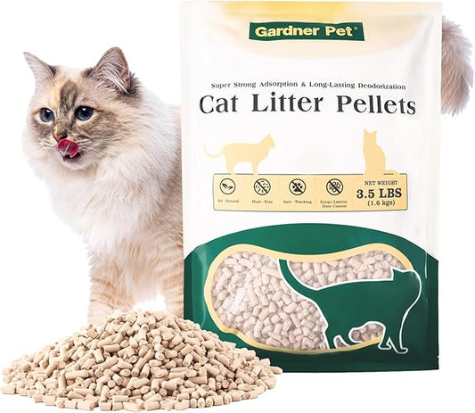 Gardner Pet Cat Litter Pellets, Natural Mineral Formula with Odor Control, Low Dust & Low Tracking, Non-Clumping Cat Litter, Lightweight & Safe, Works in Double-Layer Litter Boxes(3.5LBS)