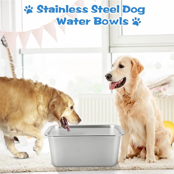 YUEPET 4 Gallons Stainless Steel Dog Water Bowls, Extra Large Metal Dog Food and Water Bowls Large Capacity Pet Water Bowls for Indoor and Outdoor Extra Large Dogs