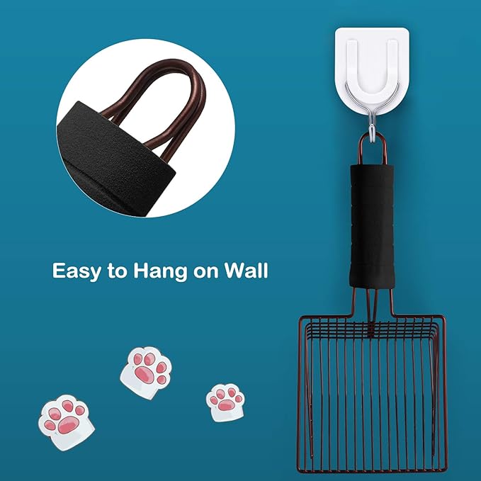 Cat Litter Scoop, Steel Metal Scooper with Deep Shovel and Long Foam Handle for Kitty Litter Box, Soft Pet Sifter, Comfy Poop Sifting, Pooper Lifter, Durable and Heavy Duty, Bronze Finish