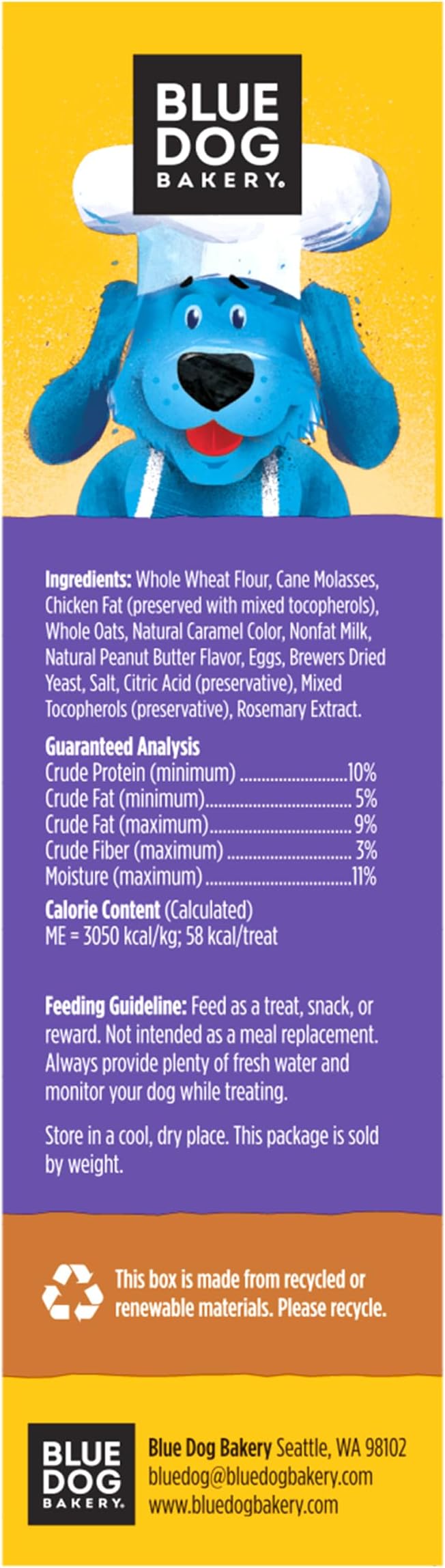 Blue Dog Bakery More Crunch Biscuits | Large, Crunchy Peanut Butter Flavor Treat | Natural Healthy Dog Treats - 18 oz (Pack of 6)