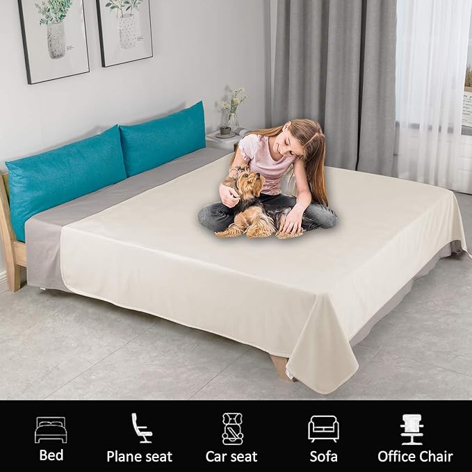 Ameritex Pet Bed Blanket Reversible 100% Waterproof Velvet Super Soft for Sofa and Bed (40x60 Inches, Cream+Beige)