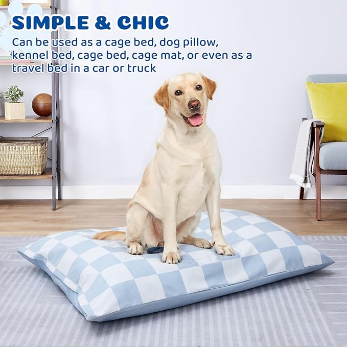 Large Dog Bed with Removable Washable Cover for Large Dogs Deluxe Plush Dog Crate Beds Comfy Kennel Pad Waterproof Lining and Blue Gel Memory Foam Memory Foam（Blue 40.2 * 30 * 4in）