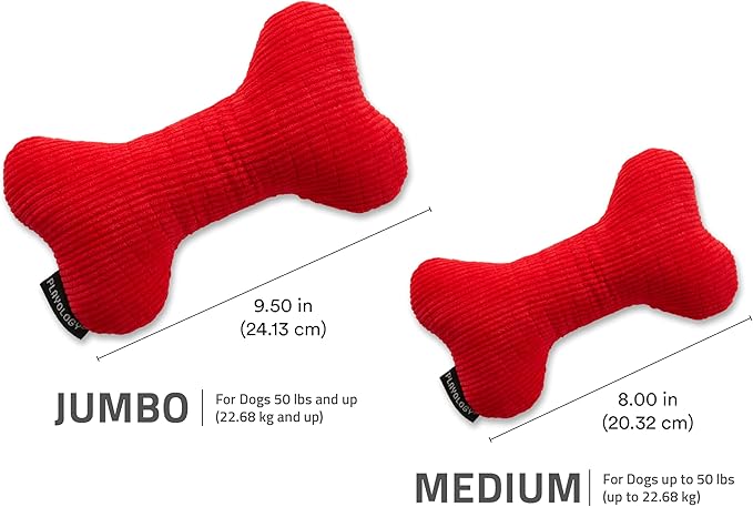 Playology Dog Toys | Plush Squeaky Bone Chew Toy for Dogs | Medium Beef Scented Toy - Easy to Clean and Made from Non Toxic Materials