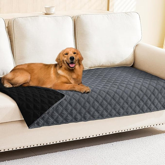 Smiry Waterproof Dog Blanket, Reversible Dog Bed Cover Pet Blanket, Soft Pet Couch Covers for Sofa Washable, Bed Couch Sofa Furniture Protector for Puppy Cat Kids (30"x90", Dark Grey/Black)