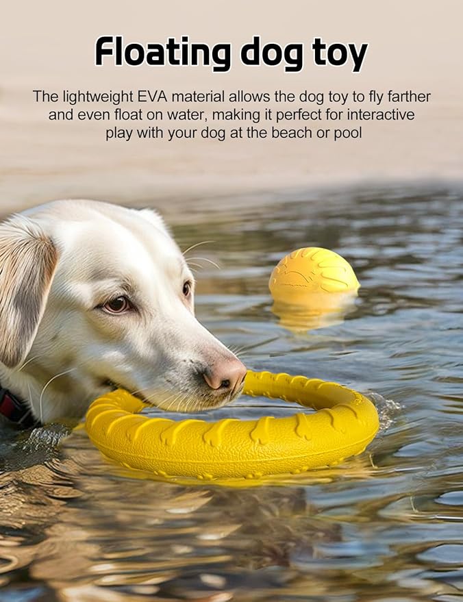 Dog Flying Disc Toy，Soft Indestructible Dogs Flying Disc Pack，for Aggressive chewers Medium Large Dog， Beach Essentials Water Pool Float Toys (Dog Bite Ring Set 1 Box)