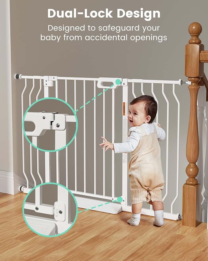 Mom's Choice GROWNSY Baby Gate, 29.5"-53" Auto-Close Dog Gate for Stairs & Doorways, Pressure-Mounted Easy Install Baby Gate - No Drill, Walk Through, Safe & Durable