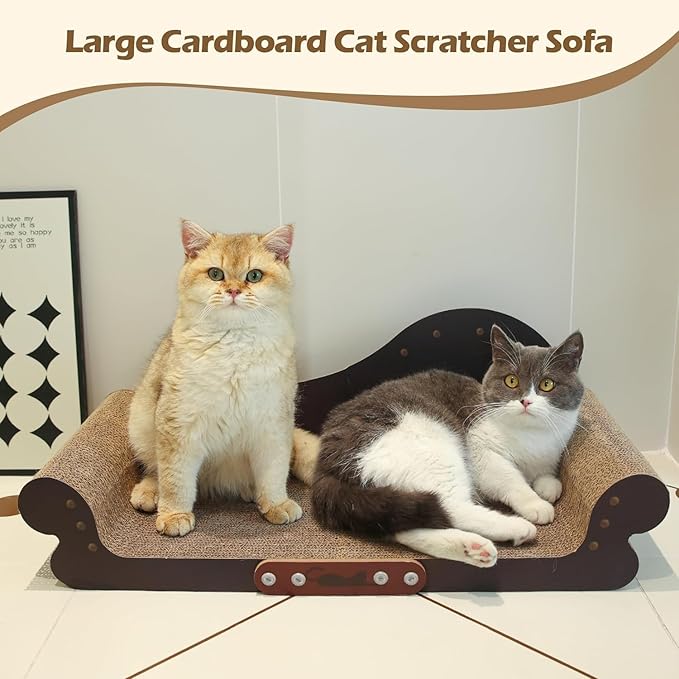 ComSaf Large Cat Scratcher Bed - 26" Cat Scratching Board Cat Couch Scratcher Cardboard, Durable Scratch Lounge Bed, Long Lasting Scartching Pads for Indoor Cats, Furniture Protector