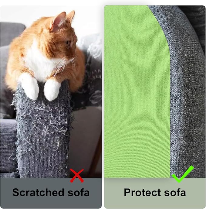 Cat Scratch Couch Furniture Protector, Adhesive Cat Scratch Pad Deterrent for Furniture, DIY Climbing Cat Scratcher Couch Protector from Cat Claws Scratching for Indoor (Green, 78.7x15.8Inch)