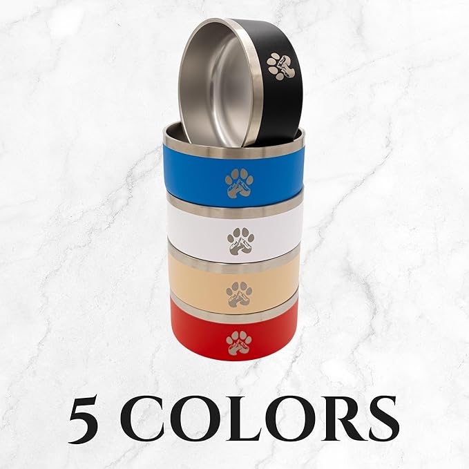 Stainless Steel Dog Bowl for Small-Large Dogs | Double Wall Insulated, Non-Slip Base Heavy Duty Water and Food Bowls for Dogs & Cats | Pet Safe BPA Free & Dishwasher Safe | 64 Oz - Blue